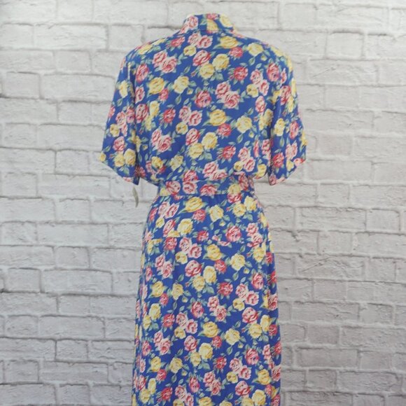 Vintage 80s Floral Midi Dress - Picture 4 of 12